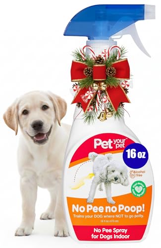 No Pee No Poop Dog Potty Training Spray, 16 Fl Oz – Non-Toxic Dog Spray to Prevent Peeing and Pooping – Natural No Urine Marking Scent Corrector - No Here Stops Dogs Peeing Indoor/Outdoor
