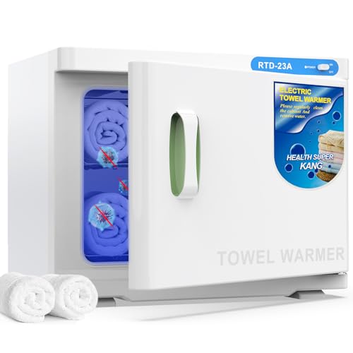 ADVWIN 23L Hot Towel Warmer, Professional Spa Towel Heater Cabinet with Stainless Steel Racks, Double-Layer, Fast Heating for Beauty, Salon, Home, Massage, White