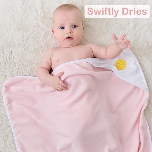 Image of Viviland Baby Towels and Baby Wash Cloths Set Hooded Baby Towels Baby Wipes Absorbent Bath Face Towels Burp Cloths or Face Towels for Girl Boy 6-Pack Size 28 x 28 Inch(Sunshine)