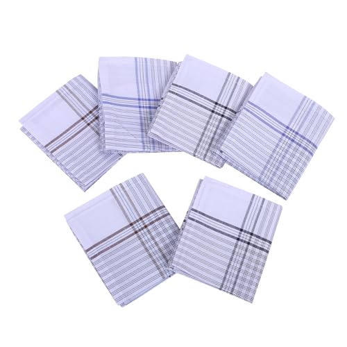 Image of Kuber Industries Handkerchiefs | Soft Cotton | Hankies for Mans | Hankies for Boys | Lining Check | Rumal for Mans | Boys | Wicking Sweat | Set of 24 | White