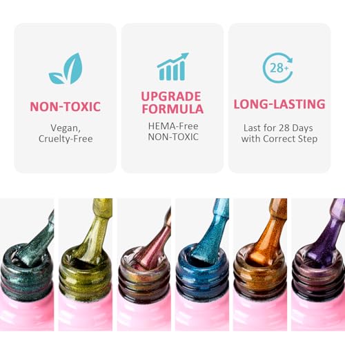 AIMEILI Cat Eye Gel Nail Polish Soak Off U V LED Hema Free Nail Polish Nail Art Manicure Color Set Of 6pcs X 10ml - Kit Set 48