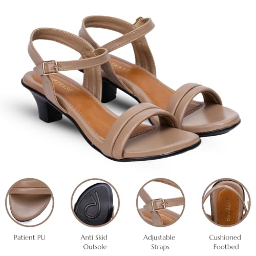 Image of TRASE Women's Fashion Kitten Heels Sandals | Elegant & Comfortable Block Heel for Women | Perfect Footwear for Festive, Wedding, Office & Everyday Style