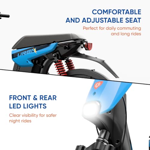 Image of Motovolt URBN E-Moped | Up to 105 km Range (PAS Mode) | 250W BLDC Motor | 36V Removable LFP Battery, 20Ah (IP67) | 120 kg Load Capacity | Spring + Hydraulic Suspension | 20 inch Tyres | Sky Blue