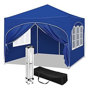 WOLTU Paviljoen, vouwpaviljoen, 3 x 3 m, met 4 zijwanden, partytent, waterafstotend, uv-bescherming 50+, in hoogte verstelbaar tuinpaviljoen, met draagtas, voor outdoor, tuin, camping, blauw