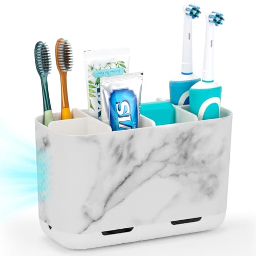 Boperzi Soportes para cepillos de dientes para organizadores y almacenamiento de baños, soportes grandes para cepillos de dientes, organizador de cepillo de dientes eléctrico y pasta de dientes con