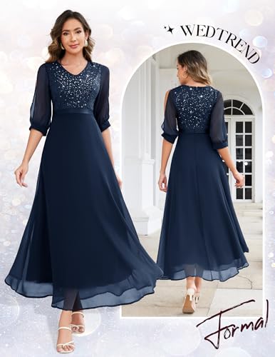 Image of Wedtrend Women's Sequin Dresses Sparkly Glitter Dress Split Sleeves Formal Dresses Maxi Evening Dress