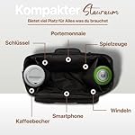 elb finesse ® Premium Kinderwagen Organizer I Wasserabweisender Buggy Organizer inkl. Schultergurt I Kinderwagen Taschen I Kinderwagen Zubehör I Getränkehalter Kinderwagen (Schwarz)
