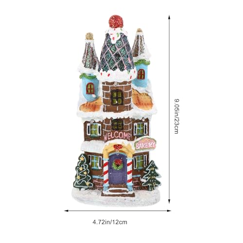 Maison lumineuse Noël en résine miniature sans pile pour déco table - 3