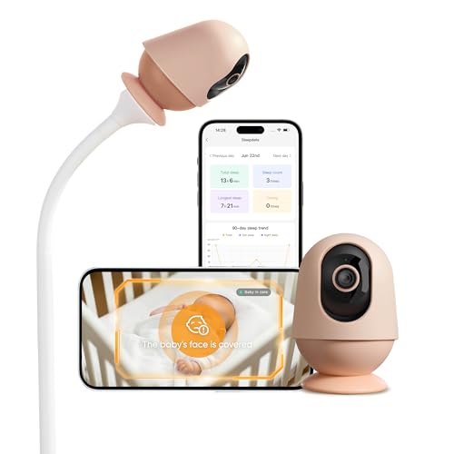 Monai Monitor de video 4K para bebé, cámara WiFi para bebé con soporte para cuna, detección de llanto con IA, visión nocturna, audio bidireccional, sin suscripción, almacenamiento de 32 GB, monitor