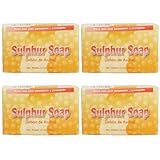 Lanman & Kemp Sulfur Soap Bar, Sulphur Soap, Jabon de Azufre 3.3 Oz (Pack of 4)