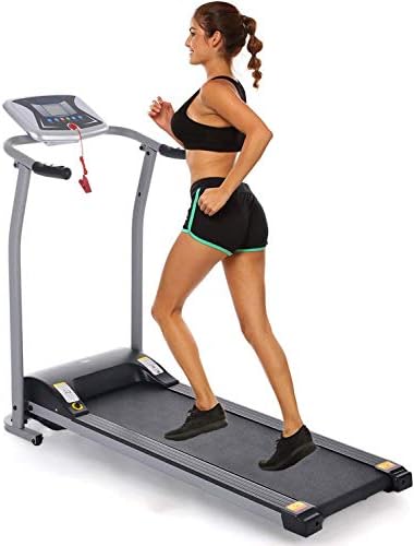 Folding Treadmill Electric Motorized Power Walking Jogging Running Exercise Fitness Machine Trainer Equipment for Home Gym Office Easy Assembly
