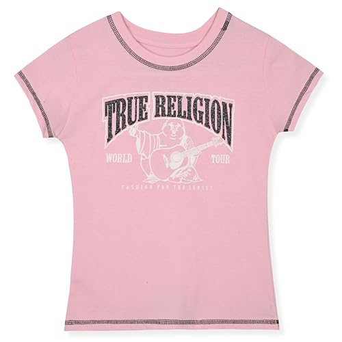 Image of True Religion Girls Jeans Shorts Set Girls Denim Short and Fashion Tee Shirt Clothing Set for Kids