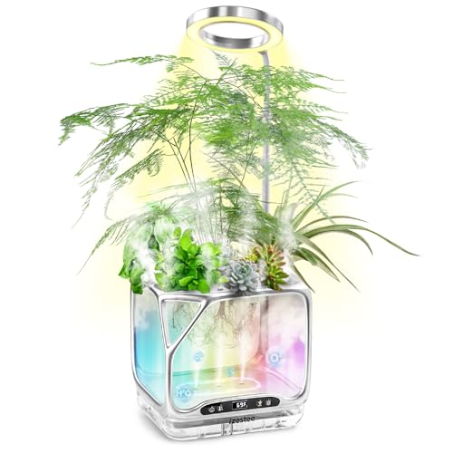 izestee Aeroponics Growing System with Grow Light & Humidifier - Smart Indoor Garden, Visual Root Observation, RGB Mood Lighting, for Plants, Mushrooms - Desktop Hydroponic Planter
