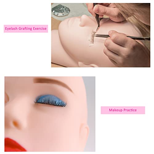 Krofaue A-86-US Mannequin Training Head False Eyelashes Extension Practice Eyelash Kit Make Up Eye Lashes Train Doll Face Model Graft Tool Set thumb #6
