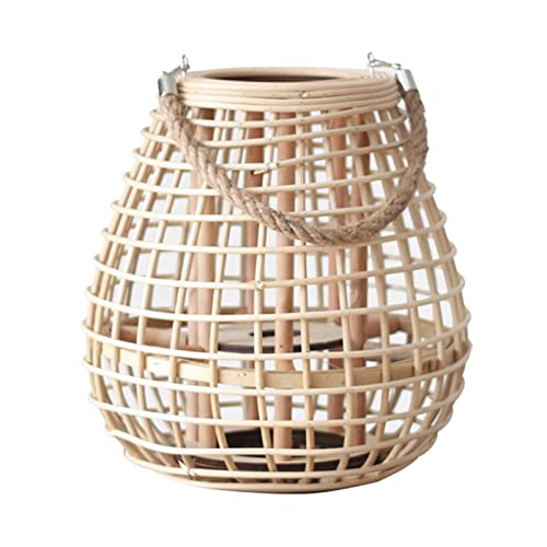 Ieudns Vintage Style Bamboo Candle Holder Lantern Handwoven Ornament Shape Candlestick Tea Light Holder For Table Indoor Home Decoration , 28X30Cm #TOP19