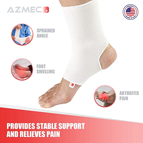 Azmec Ankle Support Sleeve Open Heel, Light Elastic & Breathable Knitted Fabric For Sprained Ankle, Achilles Tendonitis, Plantar Fasciitis, & Injured Foot Medium Compression - For Men Women Kids - Right Or Left Foot (Small) #TOP4