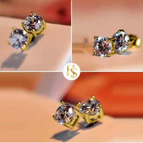 Image of HIGHSPARK 925 Silver Solitaire Earrings for Women | 92.5 Sterling Silver and Diamond like Brilliance Sparkling Zirconia for that Stunning Shine | Lovely Gift