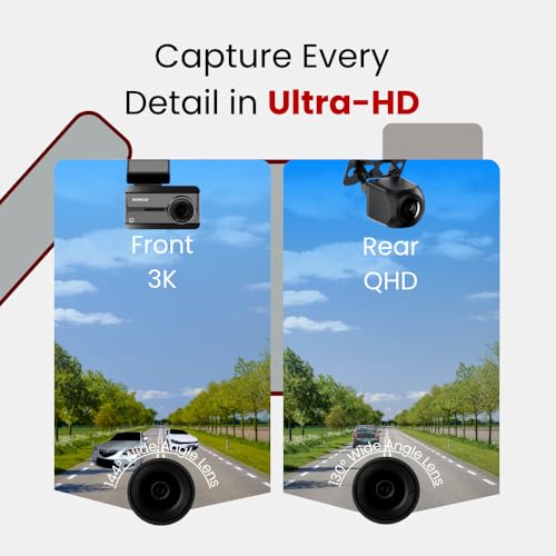 Image of PAPAGO N291 3K Dual Channel Dashcam with Sony CMOS Sensor | F1.5 Ultra-Wide Lens | 3 inch Display | Mobile Wi-Fi & Voice Control | 256GB Support | High Temp Safe Design