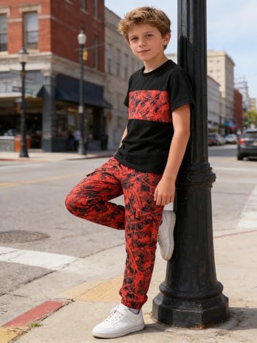 Image of 5-12 Years Boys Clothing Set Camo Hoodie & Cargo Pants Outfits Set 2025 Fashion Clothing