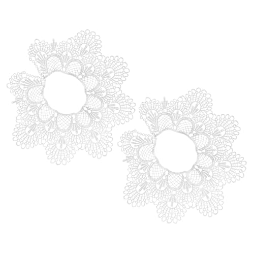 Hohopeti 2 piezas Cuello de Encaje Floral Blanco Bordado con Diseño Ondulado Apliques Huecos para Decoración de Escote para Costura y Manualidades