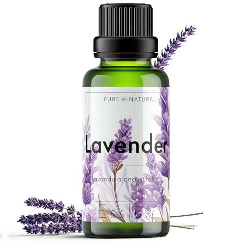 Image of Esslux Lavender Essential Oil for Diffuser | 100% Pure Natural Oil for Skin & Hair | Ideal for Relaxation & Nourishment | Perfect for Soap Making Scent, 30 ML