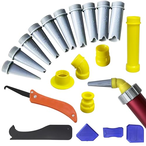 Sausage Caulking Tips 7-23mm Cone Trowel Nozzles Nozzle For Sausage And Bulk Guns V-neckGlue nozzle + scraper + hook knife tool set Non-stick no-clean adhesive nozzle