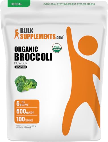 BulkSupplements.com Broccoli Powder - Broccoli Floret & Stalk Powder, Sulforaphane Supplement - Vegan & Gluten Free, 5g per Serving, 500g (1.1 lbs) (Pack of 1)