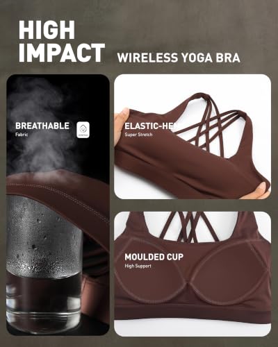 Image of RUNNING GIRL Sports Bras for Women,Crisscross Back High Impact Sports Bra with Hook Closure Workout Supportive Bra