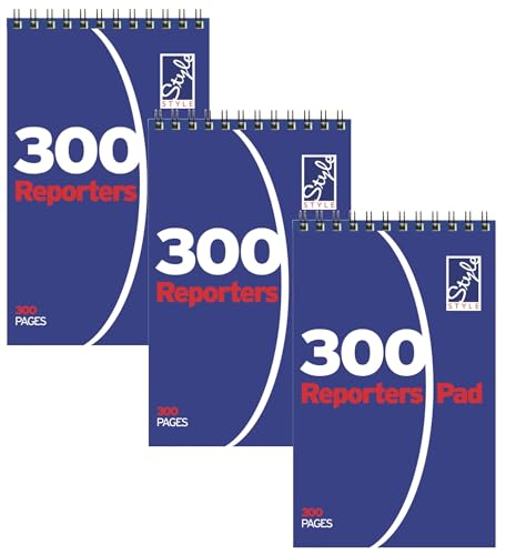 Office Style 8x5 Reporters Spiral Shorthand Notebook (Pack of 3) 300 Pages Lined 203x127mm Wirebound Note Pads