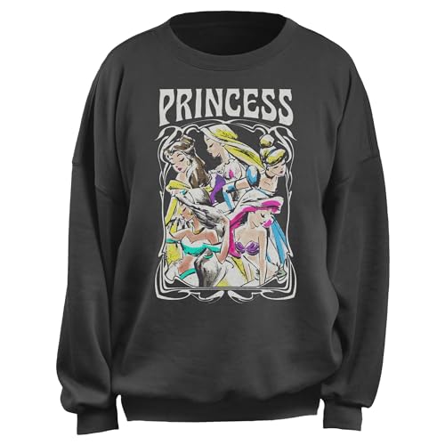 Disney Chaqueta de vellón extragrande para mujer, diseño retro de princesa, color carbón, talla L, Carbón vegetal, Large