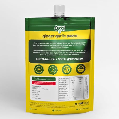 Image of CURRYiT Preservative Free Ginger Garlic Paste | Adrak Lahsun Paste for Cooking | Fresh & Pure | Homemade Taste & Quality | Thick & Coarse | 450g Pack of 3|