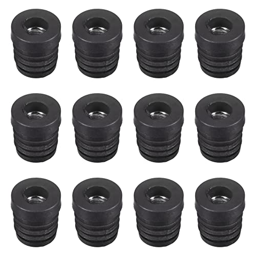 Sourcing Map 12Pcs M8 Threaded Plastic Black Tube Plugs for 19mm/0.75 Round Tube, Furniture Leg Cap
