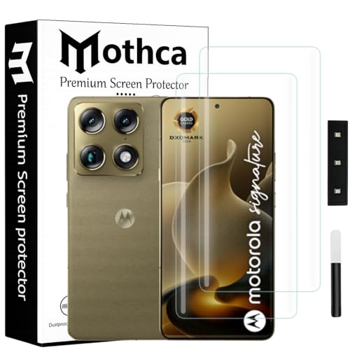 Image of Mothca Curved UV Tempered Glass Screen Protector for Motorola Signature 5G | Transparent | Pack of 2 | Borderless Full Screen Coverage with UV Installation Kit