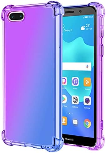 for Huawei Y5 2018/Y5 Prime 2018/Honor 7S Case, Clear Cute Gradient Phone Case Slim Anti Scratch Flexible TPU Cover Shockproof Protective Case for Huawei Y5 Prime 2018 (Purple/Blue)