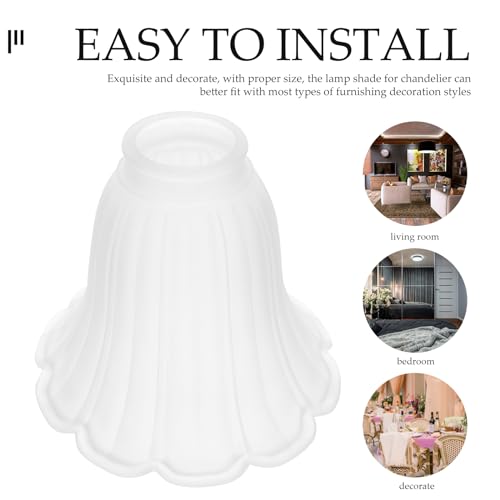 Image of UKCOCO Floral Glass Lampshade Replacement Tulip Lamp Shade for Chandelier Table Lamps Ceiling Light Fixtures Vintage Light Cover 5.70 X 5.51 X 4.92 in 1 Piece