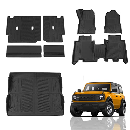 Maxzina Floor Mats Compatible with 2021 2022 2023 2024 2025 Ford Bronco Trunk Mat Cargo Liner Kick...