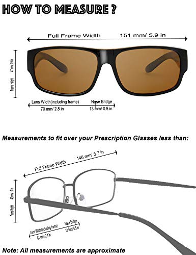Image of The Fresh High Definition Polarized Wrap Around Shield Sunglasses for Glasses - Leather Eyeglasses Case
