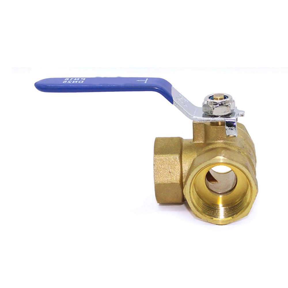 1Pcs L Type 3 Way Copper Ball Valve, Female Thread Pipe Switch for Water Gas Oil Air Heating Pipeline(DN25)