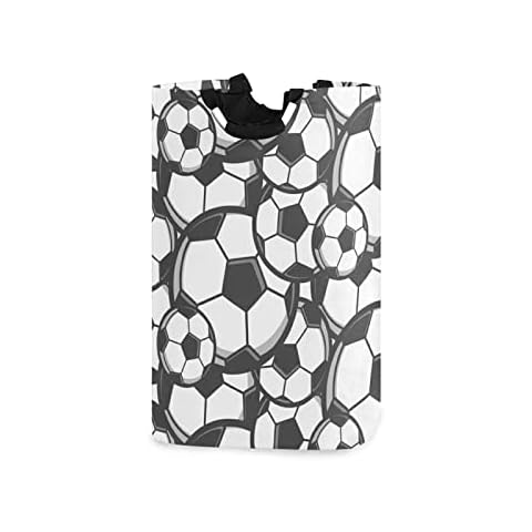 xigua Black White Football Laundry Hamper Large Waterproof with Handle Laundry Baskets Foldable Lightweight Durable Store Basket for Bathroom Bedroom Cover