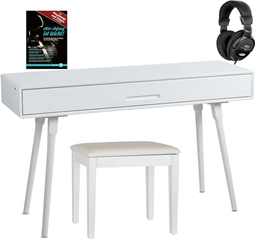 Classic Cantabile Dp-730 Wp - Pianoforte Digitale Set 88 Tasti Pesati Tastiera Ponderati Azione Del Martello - Tavolo Con Pianoforte Elettrice Incorpo