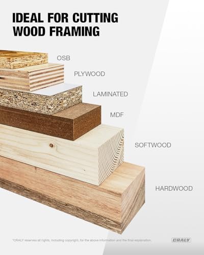 CRALY 4-1/2 Inch 24 Teeth Wood Cutting Framing Circular Saw Blade, 3/8 Inch Arbor, Carbide Tipped, Thin Kerf, Black Ice™, for Plywood, MDF, OSB, Laminated, 3-Pack(C0424FR-3)