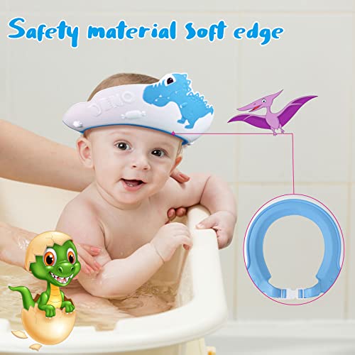 2 Pack Baby Shower Cap For Kids Hair Washing Shield Toddler Bath Hat Baby Shower Visor Baby Shampoo Cap Head Protector Cute Dinosaur Shape Makes Baby Bath More Fun Blue #TOP4