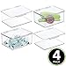 mDesign Small Plastic Home Office Storage Organizer Box Containers w/Hinged Lid for Desktops - Holds Pens, Pencils, Sticky Notes, Highlighters, Staples, Supplies - Lumiere Collection, 4 Pack - Clear
