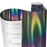 VViViD Black Holographic Chrome Vinyl Wrap Rainbow Finish Roll DIY Air-Release Adhesive Film (1ft x 5ft).