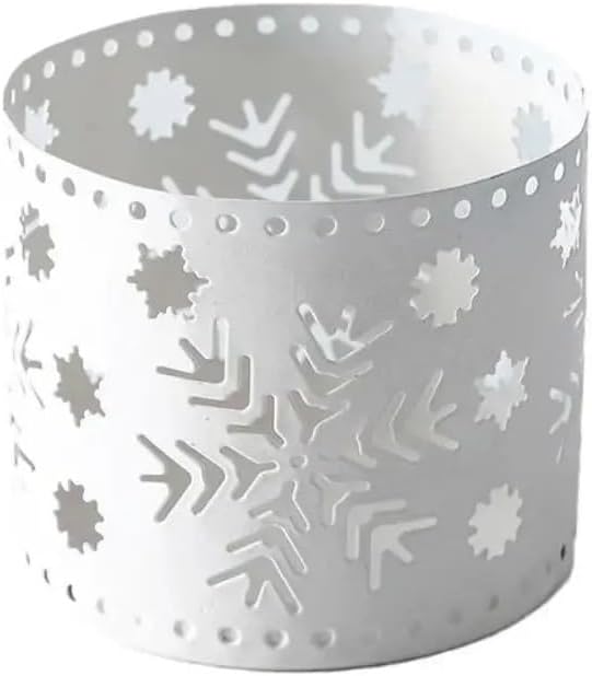 Iron Hollow Christmas Reindeer Snowflake Candle Holder Gift, Home Dining Table Decoration(White-Christmas Tree)
