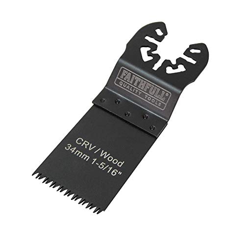 Faithfull FAIMFW34B Flush Cut Wood Blade Side Set 34mm CRV Pack of 5, multi, Side Set 34mm Pack of 5