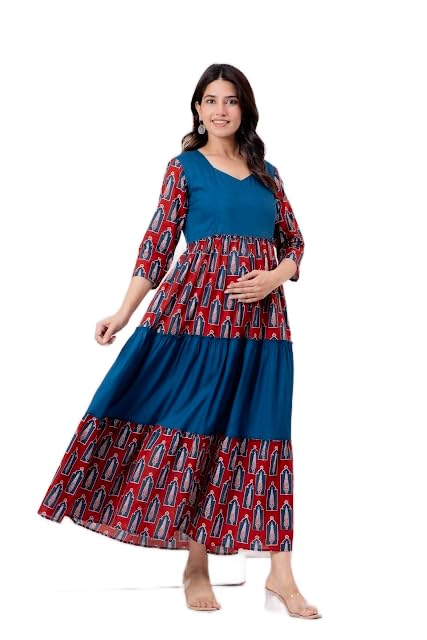 Women Maternity Feeding Kurti with Vertical Invisible Zippers for Pregnancy and Nursing Wear-image-20
