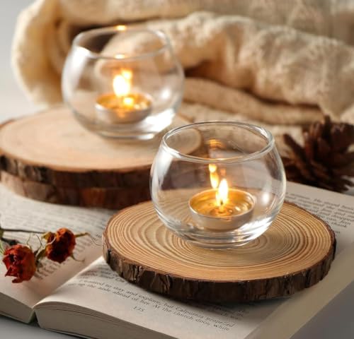 Image of Glass Tea Light Candle Holders for Home Decoration, Party, Wedding, Living Room, Diwali,Chirstamas Decor and Gifting Items (8, T2)