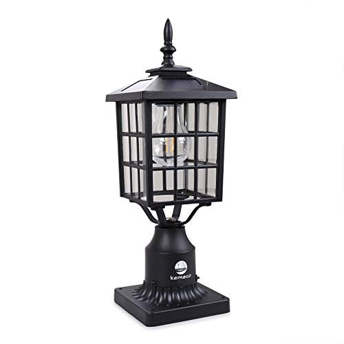 Kemeco ST4224Q-A LED Cast Aluminum Solar Post Light Fixture with 3-Inch Fitter Base for Outdoor Garden Post Pole Mount