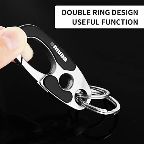 Tiesome Metal Car Keychain, Carabiner Clip Keyring Personalized Waistband Car Keychain For Unisex Double Ring Design(Black) #TOP1
